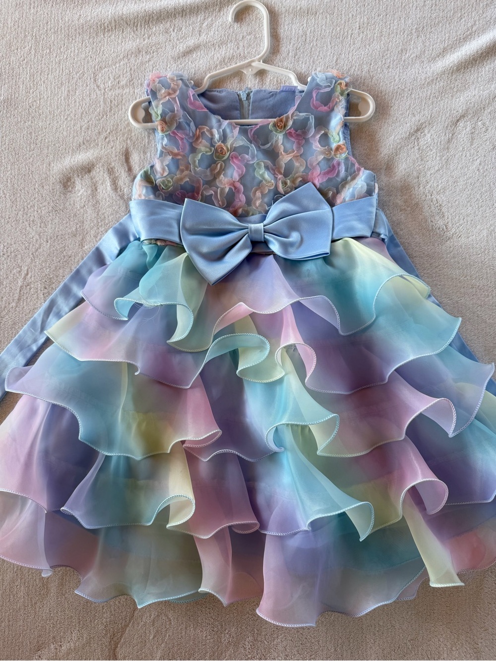 SHEIN Pastel Ruffle Bow Party Dress for Girls - Blue, Pink, Lavender Size 110 4T - Picture 3 of 11